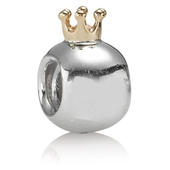 Authentic Pandora Retired Sterling Silver and 14KY King Crown Charm - Picture 1 of 1